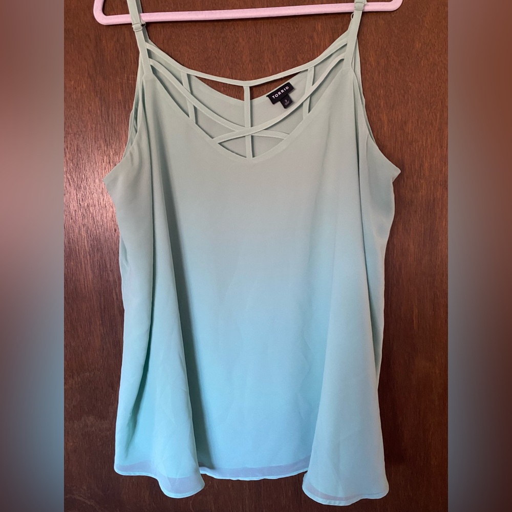 Torrid Gray and Blue Cut Out Tank Top